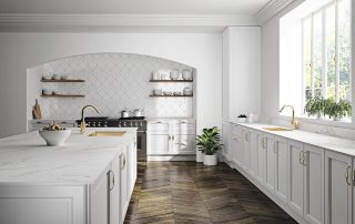 cocina blanca con arco