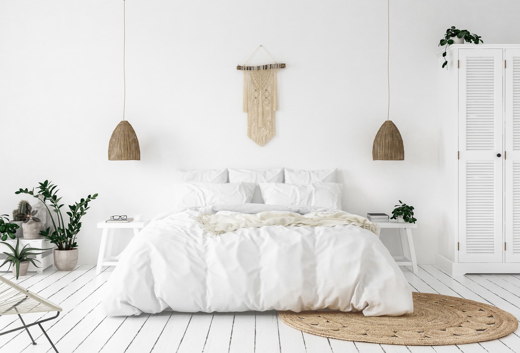 Inspiración de dormitorios en tonos blancos. ¡Ideal para relajarte!