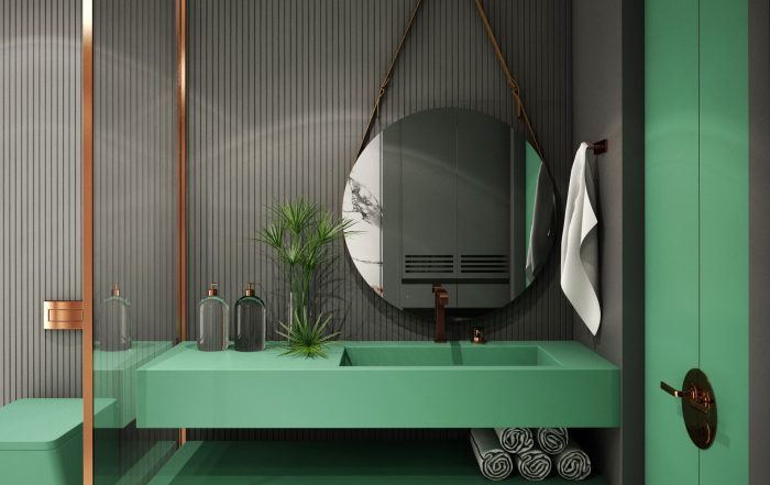 Baños en verde, ¡apuesta por el color de moda!